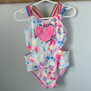 Betsey Johnson Size 4 Tye Dye Sequin Bathing Suit